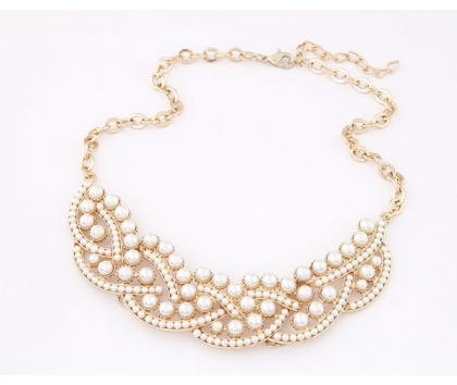 Fashion Jewelery Zlatý náhrdelník s perlami - náhrdelník zlatý s perlami