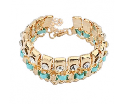 Fashion Jewelery Náramek modro-zlatý se zirkony - Náramek modro-zlatý se zirkony