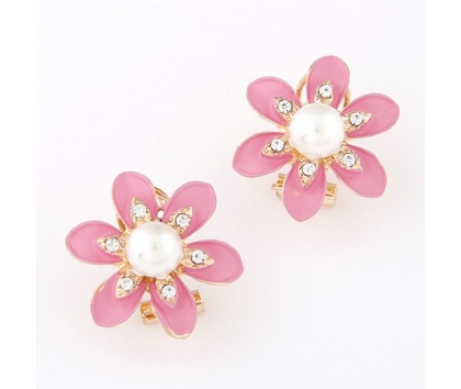 Fashion Jewelery Náušnice květina růžová - Náušnice květina růžová