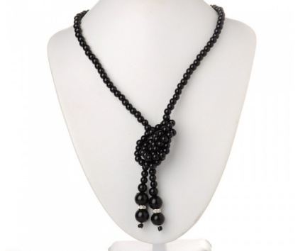 Fashion Jewelery Náhrdelník perlový černý - Náhrdelník perlový černý