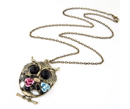 Fashion Jewelery Náhrdelník sova barevná - Náhrdelník sova barevná