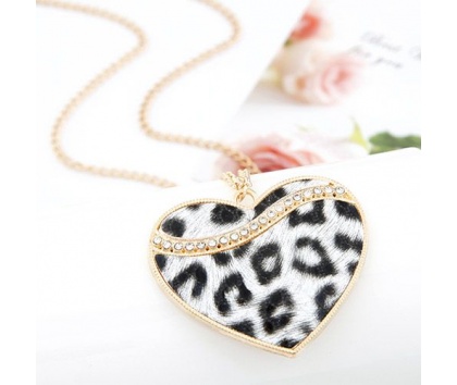 Fashion Jewelery Náhrdelník leopardí srdce se zirkony - Náhrdelník leopardí srdce