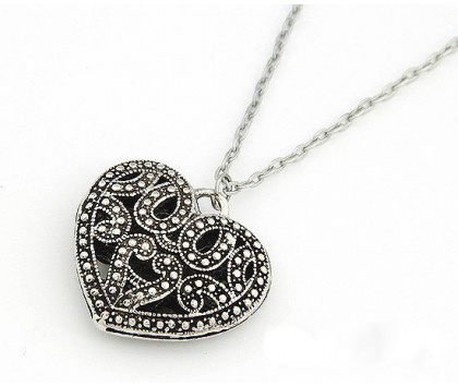 Fashion Jewelery Náhrdelník stříbrné srdce - Náhrdelník srdce stříbrné