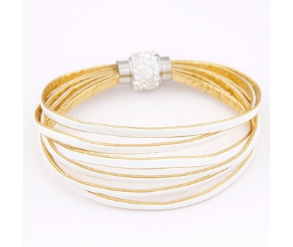 Fashion Jewelery Náramek bílý se zirkonovou kuličkou - Náramek bílý se zirkonovou kuličkou