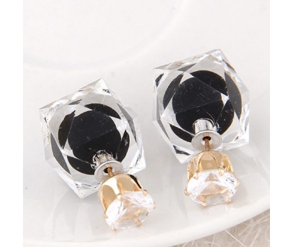 Fashion Jewelery Náušnice oboustranné černé - Náušnice černé