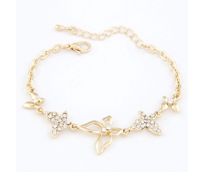 Fashion Jewelery Náramek s motýlky - Náramek s motýlky - zlatý