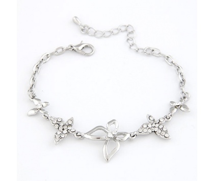 Fashion Jewelery Náramek s motýlky - Náramek s motýlky - stříbrný