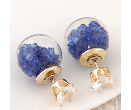 Fashion Jewelery Náušnice oboustranné s modrými korálky - Náušnice s modrými korálky