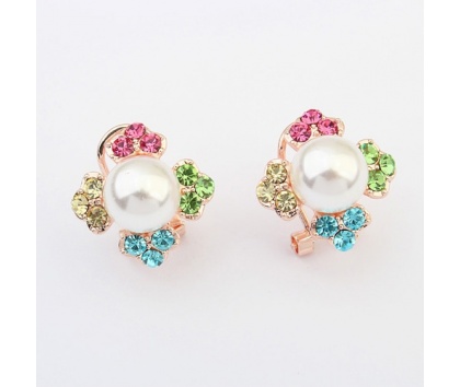 Fashion Jewelery Náušnice s perlou a barevnými zirkony - Náušnice s perlou a barevnými zirkony