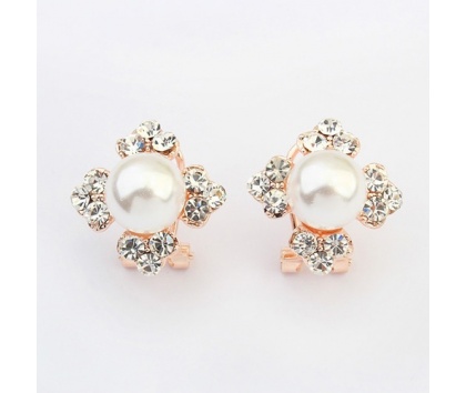 Fashion Jewelery Náušnice s perlou a transparentními zirkony - Náušnice s perlou a transparentními zirkony