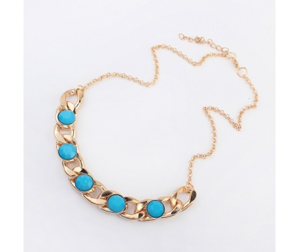 Fashion Jewelery Náhrdelník modro-zlatý - Náhrdelník modro-zlatý