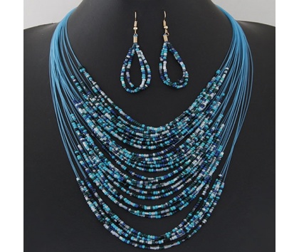 Fashion Jewelery Sada náhrdelníku a náušnic v modré - Sada náhrdelníku a náušnic v modré