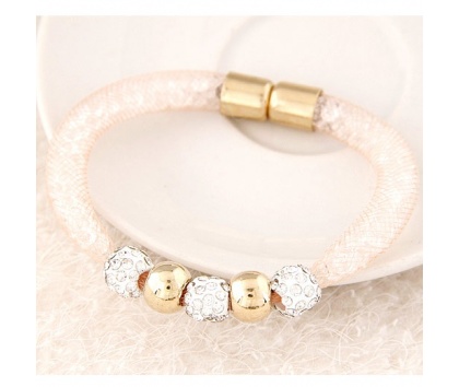 Fashion Jewelery Náramek růžový s korálky se zirkony - Náramek růžový s korálky a zirkony