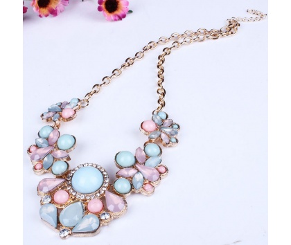 Fashion Jewelery Náhrdelník růžovo-modrý - Náhrdelník růžovo-modrý