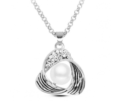 Fashion Jewelery Náhrdelník stříbrný s perličkou a zirkony