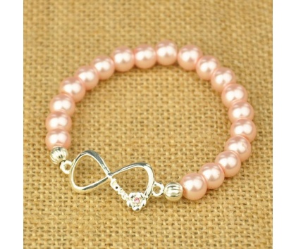 Fashion Jewelery Perlový náramek růžový s mašličkou