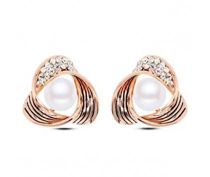 Fashion Jewelery Náušnice elegantní zlaté s perličkou