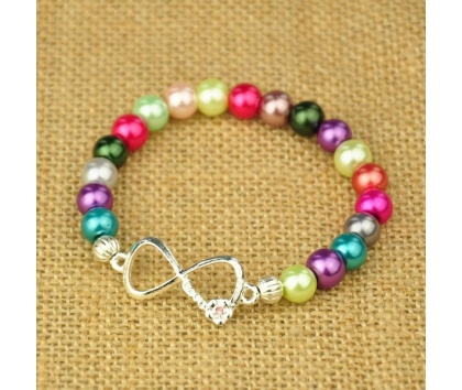 Fashion Jewelery Perlový náramek barevný s mašličkou