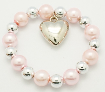 Fashion Jewelery Perlový růžový náramek se srdcem
