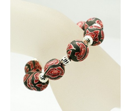 Fashion Jewelery Náramek FIMO červeno-černý