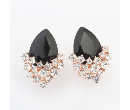 Fashion Jewelery Náušnice s černým kamínkem a zirkony