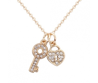 Fashion Jewelery Náhrdelník s přívěskem klíče a zámku