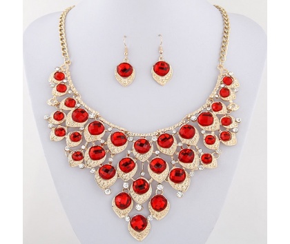 Fashion Jewelery Sada náhrdelník+náušnice červená