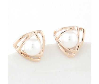 Fashion Jewelery Náušnice zlaté s bílou perlou