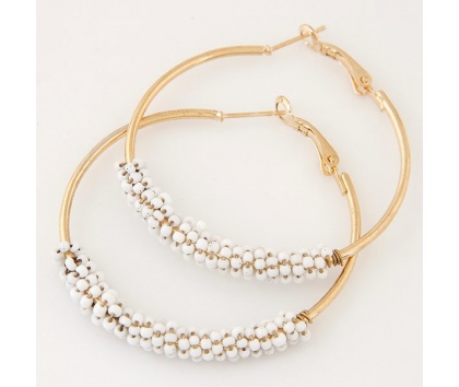 Fashion Jewelery Náušnice kruhy s bílými korálky