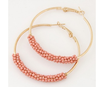 Fashion Jewelery Náušnice kruhy s růžovými korálky