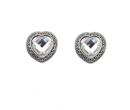 Fashion Jewelery Náušnice srdce s transparentním kamínkem