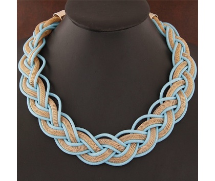 Fashion Jewelery Náhrdelník kroucený modro-zlatý