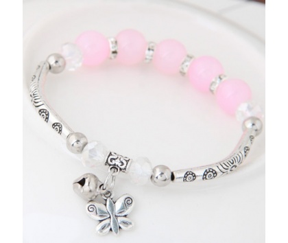 Fashion Jewelery Náramek růžový s motýlkem