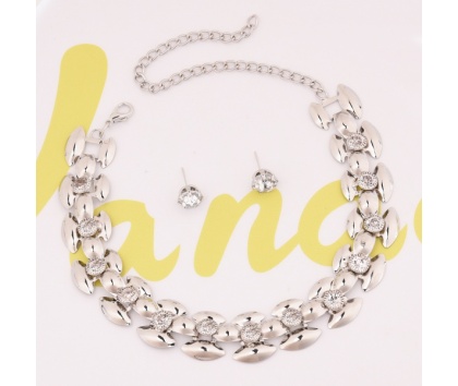Fashion Jewelery Sada náhrdelník + náušnice stříbrná