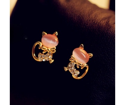 Fashion Jewelery Náušnice kočičky růžové