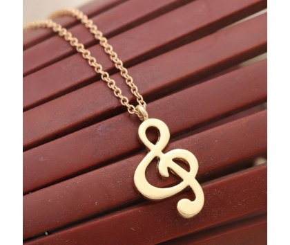 Fashion Jewelery Náhrdelník houslový klíč zlatý