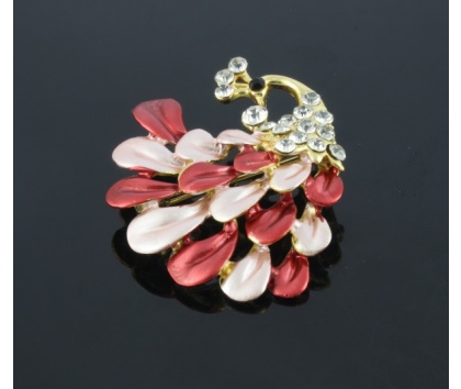 Fashion Jewelery Brož páv červený