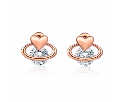 Fashion Jewelery Náušnice srdce zlaté s kamínkem