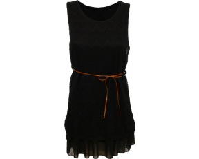 Černé krajkové šaty s páskem