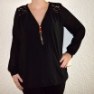 New collection Šifonová košile se zipem a krajkou - Šifonová košile - zip černá