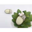 Fashion Jewelery Náušnice bílé oválky se zirkony - Náušnice bílé oválky se zirkony